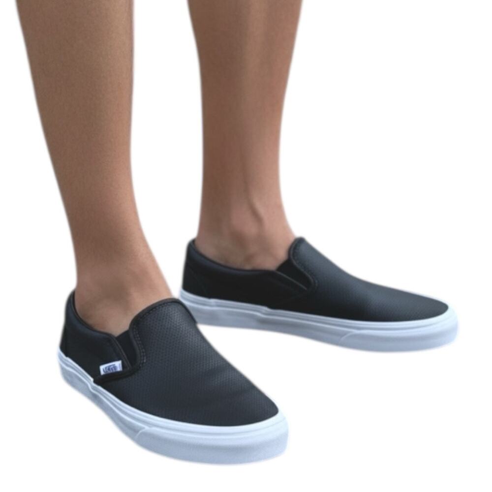 Vans Sneakers Men 5.5/Women 7 Black Off The Wall Perforated Leather Travel Shoes
